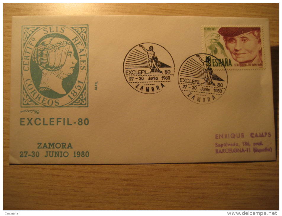 ZAMORA 1980 Exclefil Cancel Cover SPAIN Espa&ntilde;a Castilla - Lettres & Documents