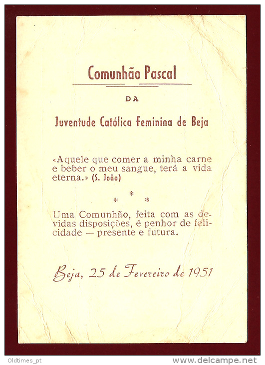 PORTUGAL - BEJA - COMUNHAO PASCAL - JUVENTUDE CATOLICA FEMININA - 1950 PRINT - Communion