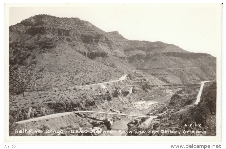 Arizona Hwy 60, Salt River Canyon Between Show Low &amp; Globe AZ, C1940s Vintage Real Photo Postcard - Other & Unclassified