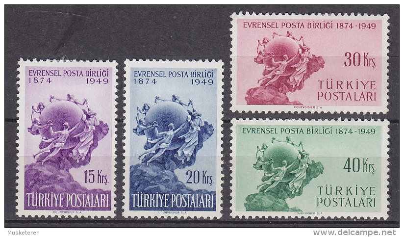 Turkey 1949 Mi. 1244-47 UPU Weltpostverein 75 Jahre 75th Anniversary Complete Set MH* - Nuovi