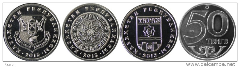 2013  Kazakhstan Kasachstan - Towns Cities Of Kazakhstan - 3 Coins - Kostanai, Taldykorgan, Taraz - Kazakhstan