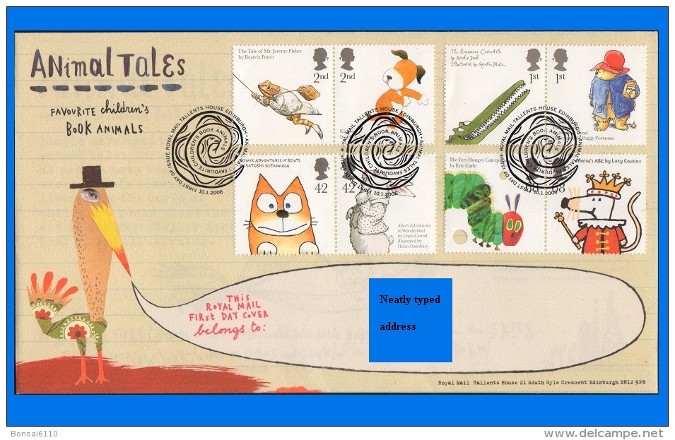 GB 2006-0003, Animal Tales FDC, Tallents House SHS - 2001-2010 Dezimalausgaben