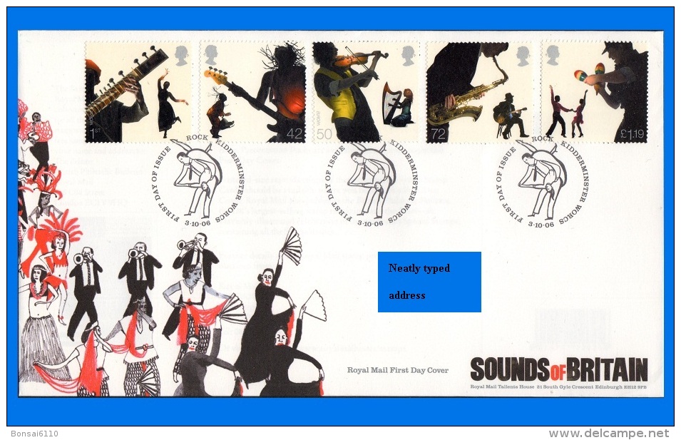 GB 2006-0005, Europa - Integration "Sounds Of Britain" FDC, Kidderminster Worcs SHS - 2001-2010 Decimal Issues