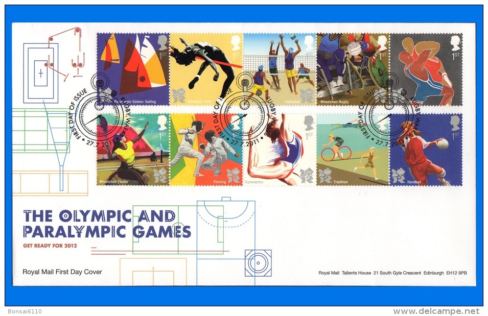 GB 2011-0006, Olympic & Paralympic Games London (2012) (5th Issue) FDC, Rugby Warks SHS - 2011-2020 Decimale Uitgaven