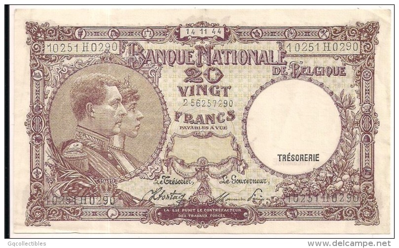 Belgium - 20 Francs - 1944 - P111 - VF - Other & Unclassified