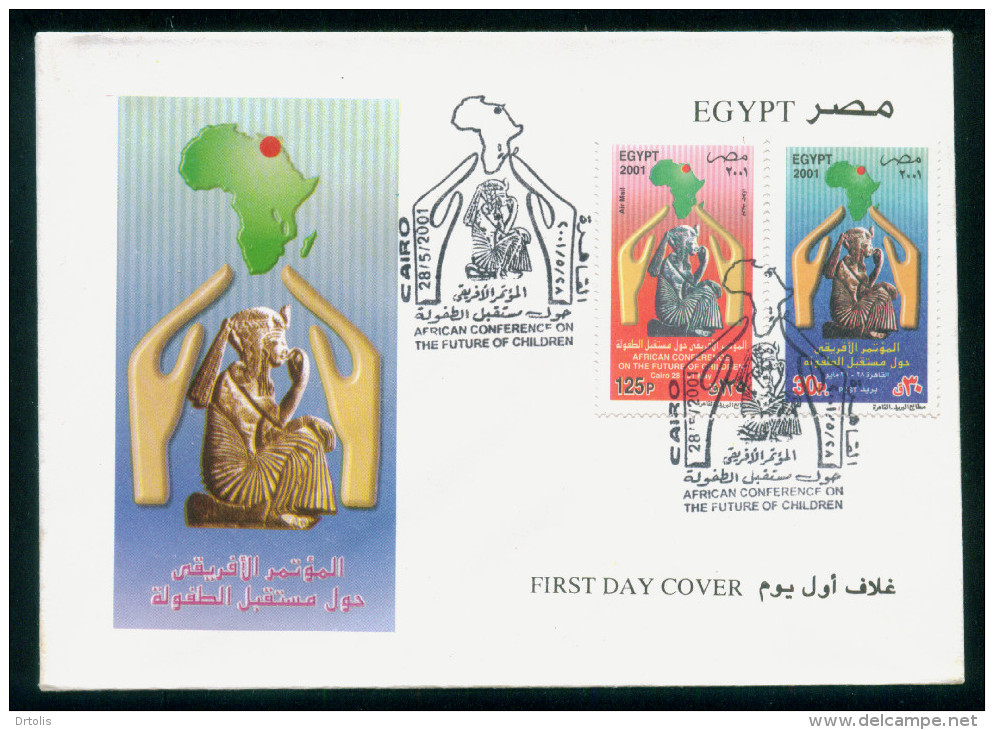 EGYPT / 2001 / AFRICAN CONFERENCE ON THE FUTURE OF CHILDREN / MAP / FDC - Brieven En Documenten