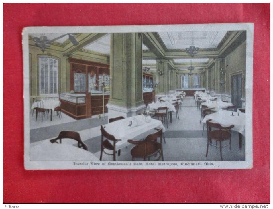 Ohio > Cincinnati  Interior View Gentlemans Cafe Hotel Metropole   1920 Cancel Ref 1229 - Cincinnati