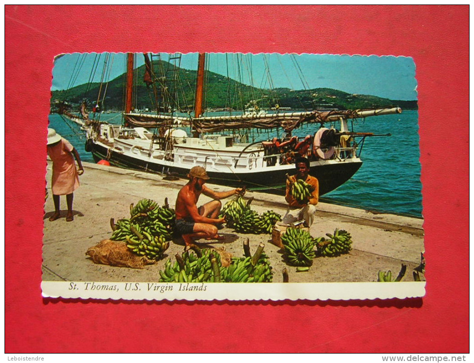 CPM  OU CPSM   ST THOMAS U S VIRGIN ISLANDS  ANIMEE  A TROPICAL SCENE ALONG THE WATERFRONT OF CHARLOTTE AMALIE - Vierges (Iles), Amér.