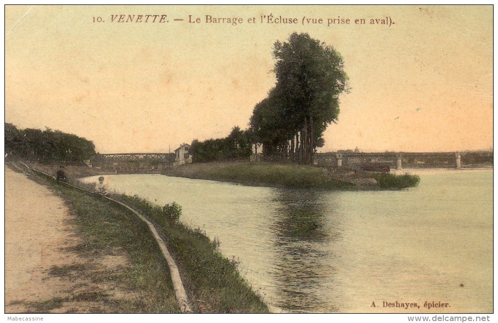 60 Venette Le Barrage Et L'Ecluse Vue Prise En Aval Colorisée - Venette