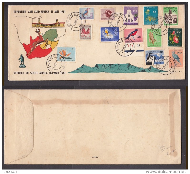 South  Africa, Plani Fist Day Cover 1961 Definitive Set TZANEEN C.d.s. - Covers & Documents