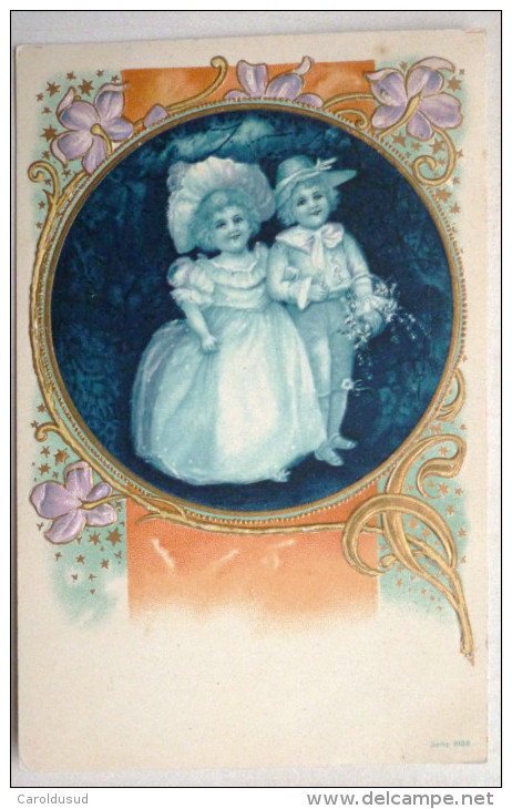 Cpa Precurseur 1904 Relief Illustrateur Clapsaddle Ns Couple Enfant Marquis Marquise Medaillon Dorure Art Nouveau - Clapsaddle