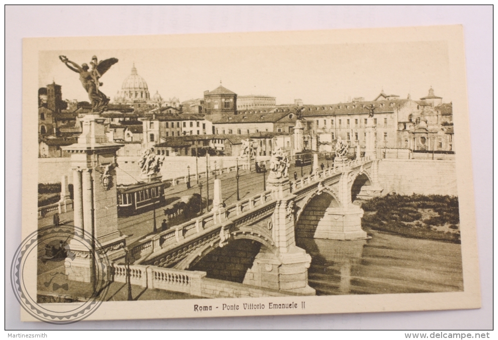 Postcard Italy -Rome/ Roma - Ponte Vittorio Emanuele II/ Old Carriage And Tram  - Edited G. Di Veroli - Uncirculated - Transportmiddelen