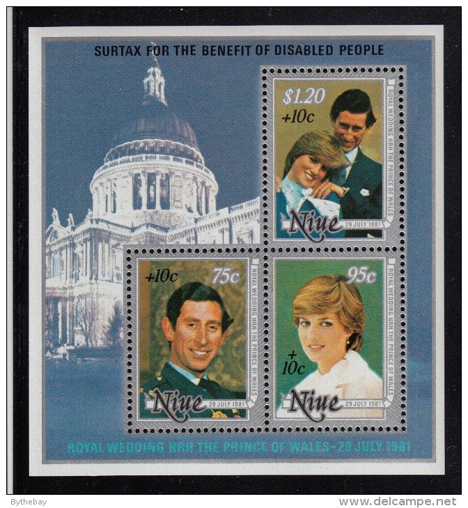 Niue MNH Scott #B55 Souvenir Sheet Of 3 Different Prince Charles And Lady Diana - Royal Wedding - Niue
