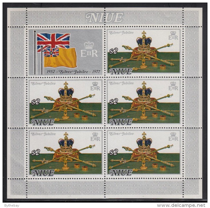 Niue MNH Scott #195 Sheet Of 5 Plus Label $2 Crown - Queen Elizabeth II´s Coronation 25th Anniversary - Gum Bend LL - Niue