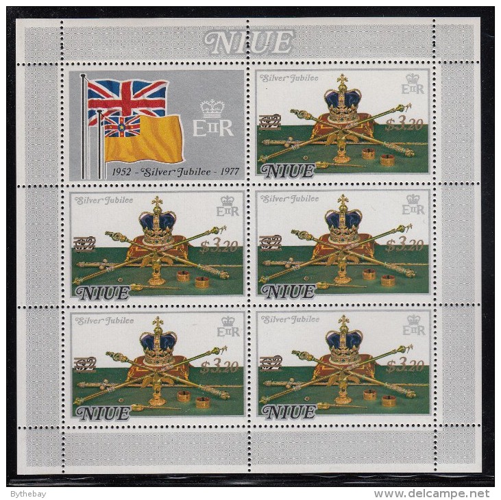 Niue MNH Scott #213 Sheet Of 5 Plus Label $3.20 On $2 Crown - Queen Elizabeth II´s Coronation 25th Anniversary - Niue