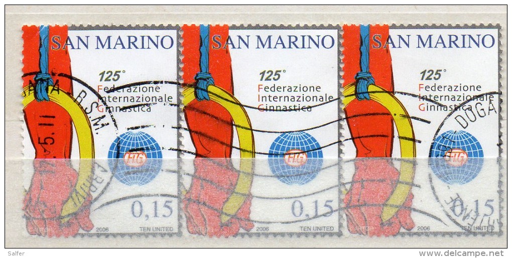 2006  SAN MARINO Federazione Internazionale Ginnastica  X 3 Usati - Oblitérés