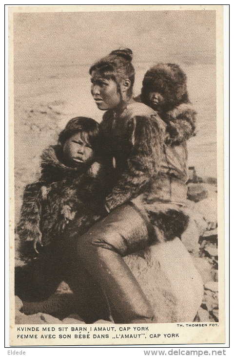 Cap York Femme Et Bébé Dans L' Amaut Kvinde Med Sit Barn L Amaut Photo Thomsen Eskimos - Grönland
