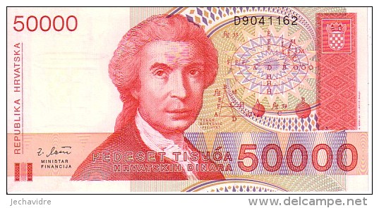 CROATIE   50 000 Dinara  Emission De 1993     Pick 26 A        ***** BILLET  NEUF ***** - Croatia