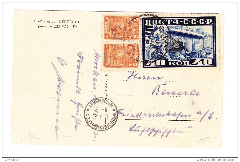 Zeppelin LZ 127 1930 Russlandfahrt - 40 Kop Mit Sonderstempel + Ankunftsstempel Friedrichshafen - Storia Postale