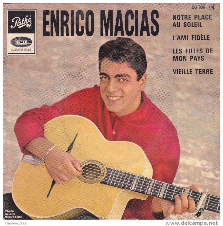 Disque - 45 Tours - Enrico Macias- 4 Chansons -les Filles De Mon Pays -notre Place Au Soleil - Recto Verso - - 78 T - Disques Pour Gramophone