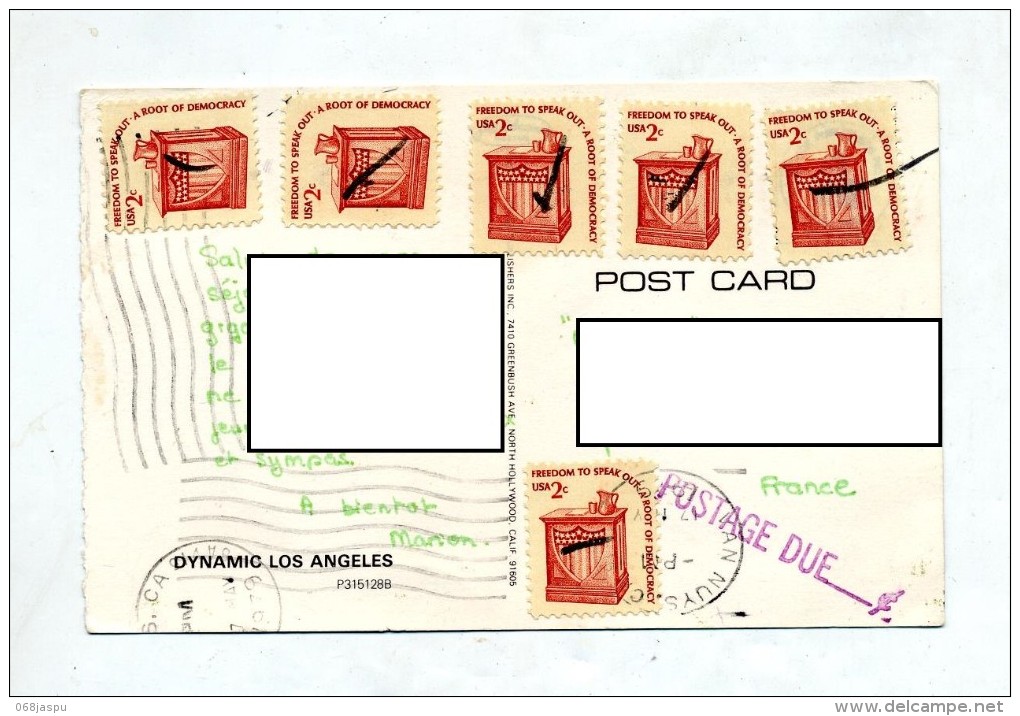 Carte Los Angeles Multi Vue Flamme Muette Van + Plume +taxe - Sonstige & Ohne Zuordnung