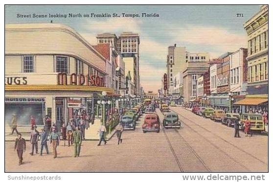 Florida Tampa Street Scene Looking North On Franklin Street - Tampa