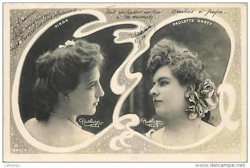 Artistes - Ref A792-medaillons -piron Et Paulette Darty   - Carte Bon Etat - - Entertainers