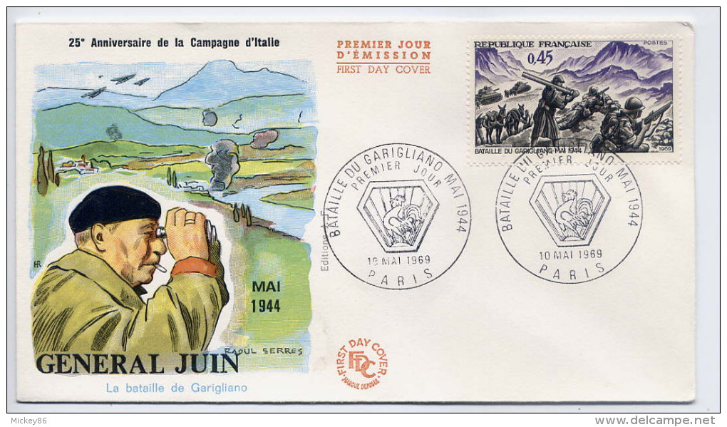 FDC--1969--Enveloppe--Histoire-Maréchal JUIN-Campagne D'Italie 1944---PARIS - 1960-1969