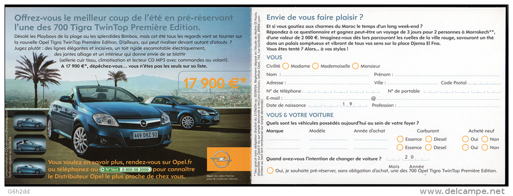 B2-01I- Carte Réponse D'un Jeu Gratuit Pour Opel - Karten/Antwortumschläge T