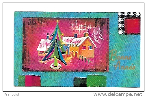 Mignonnette. Bonne Année. Sapin Et Village . 6,5/11 Cm. JC - Communie