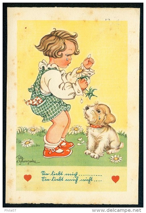 Tilly Von Baumgarten - Girl, Dog, ----- Postcard Traveled - Baumgarten, Tilly Von