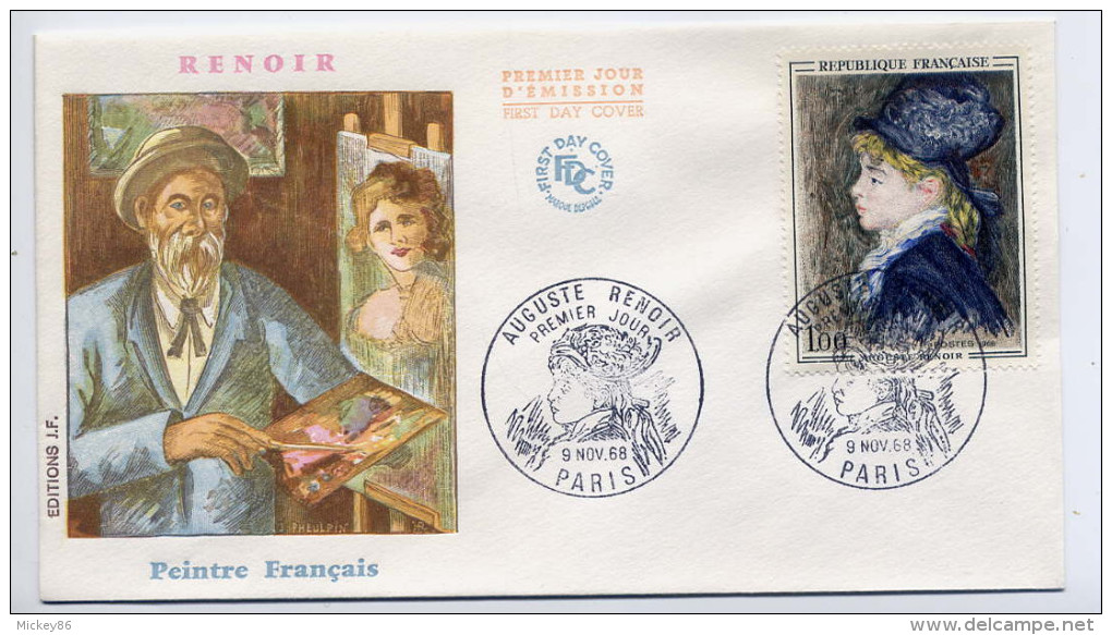 FDC--1968--Enveloppe--Auguste RENOIR--Peintre Français--Illustration --PARIS - 1960-1969