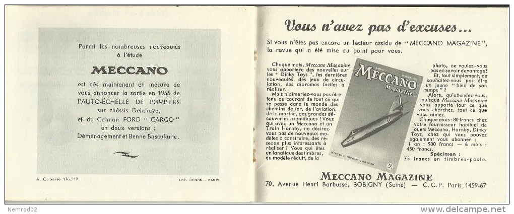 DINKY TOYS - Catalogue 1954 MECCANO - Autres & Non Classés