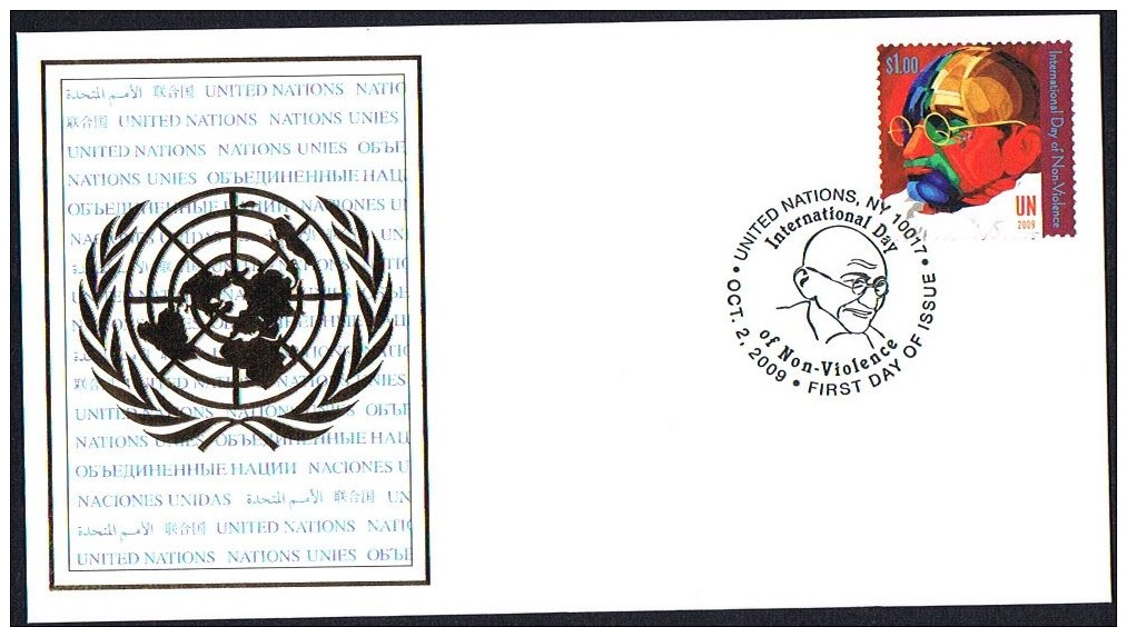 United Nations New York 2009 FDC With International Day Of Non Violence - Cartas & Documentos