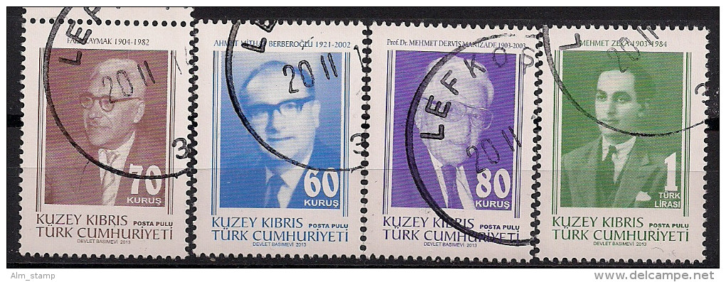 2013 Türkisch Zypern Mi.  768-71 Used  Politiker. - Gebraucht