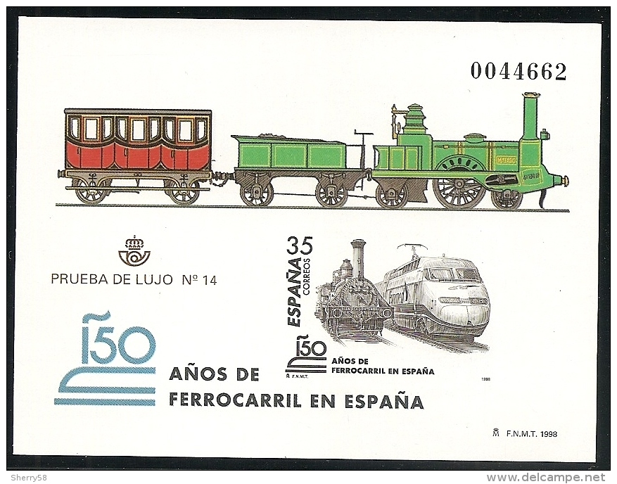 1998-PRUEBA Nº 67-150 AÑOS DE FERROCARRIL EN ESPAÑA-NUEVO - Ensayos & Reimpresiones