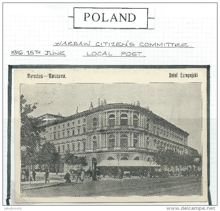 25.06.1916. ILLUSTRATED  POSTCARD. LOCAL CITY POST WARSAW.+ RUSSISH / POLEN  STAMP - Storia Postale