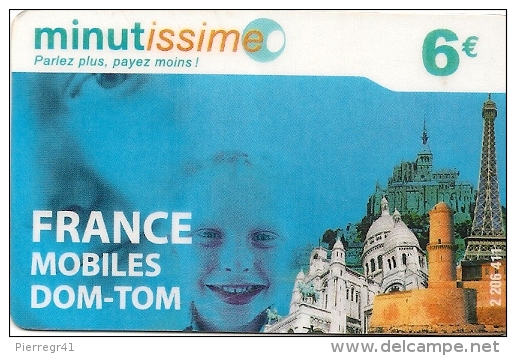 CARTE PREPAYEE-MINUTISSIME--6€- NEUF TELECOM-ENFANTS-MONUMENTS -Sans Date-V° N°Code Sur  Fond Gris-TBE - Autres & Non Classés