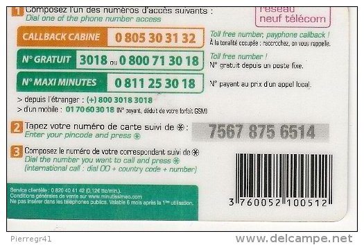 CARTE PREPAYEE-MINUTISSIME--6€- NEUF TELECOM-ENFANTS-MONUMENTS -Sans Date-V° N°Code Sur  Fond Gris-TBE - Autres & Non Classés