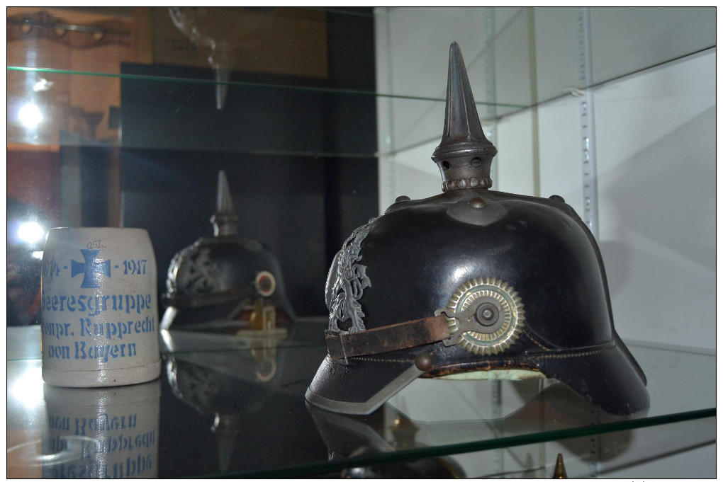 Beau Casque à Pointe Bavarois Chevaux Léger MD 1915. - Casques & Coiffures