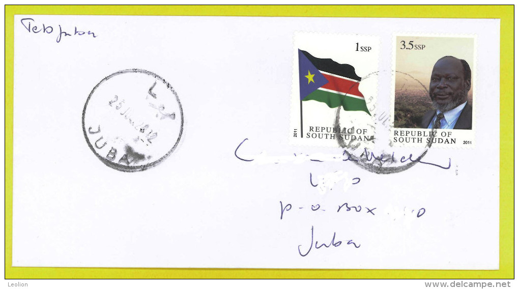 ZUID SOEDAN - South Sudan First Set On Cover : 1SSP Flag And 3.5 SSP Dr John Garang FS2 - Sudán Del Sur