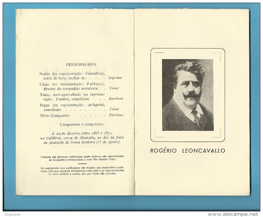 PALHAÇOS ( LEONCAVALLO ) Teatro De S. Carlos - 1946 - Colecção ÓPERA N.º 7 - With AUTOGRAPH - See Scans - Theatre