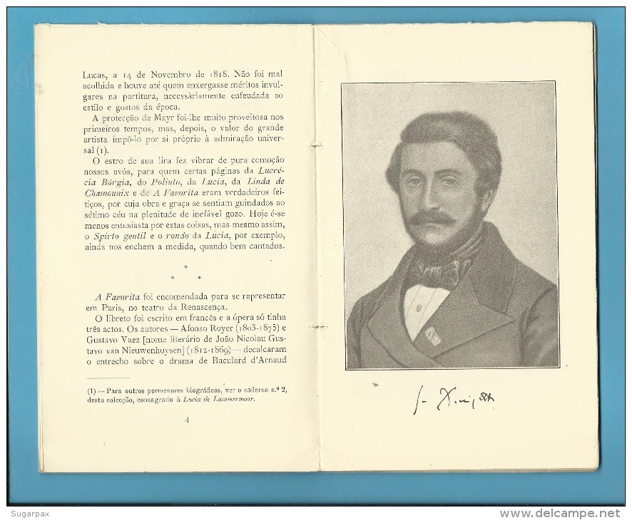 A FAVORITA ( DONIZETTI ) Ópera Francesa - Nova Orleans - 1946 - Colecção ÓPERA N.º 10 - With AUTOGRAPH - See Scans - Theatre