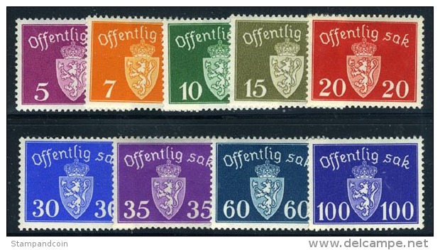 Norway O22-32 (short 2) Mint Officials From 1937-35 - Service