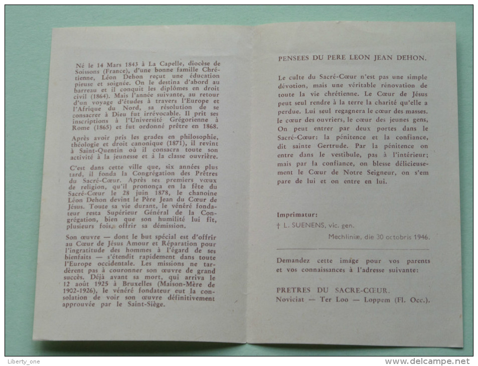 Le Serviteur De Dieu Père Léon-Jean DEHON - Anno Imp 1946 ( Details Zie Foto´s ) ! - Religione & Esoterismo