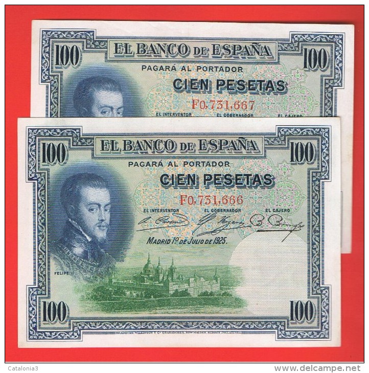 100  Pesetas 1925 SC PAREJA - Altri & Non Classificati