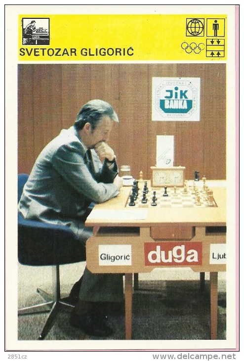SPORT CARD - Chess - Svetozar Gligori&#263;, 1980., Svijet Sporta, 10 X 15 Cm - Other & Unclassified