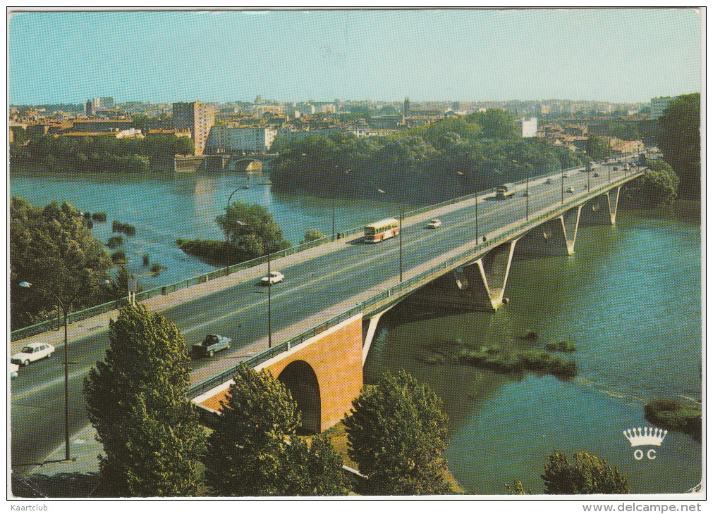 Toulouse: PEUGEOT 403U PLATEAU & 204, AUTOBUS & CAMION - Le Pont Saint-Michel & Les Quais  - France - Voitures De Tourisme