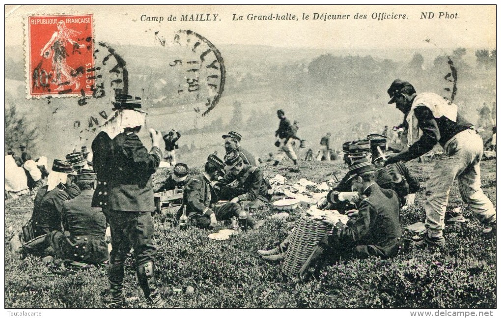 CPA MILITARIA CAMP DE MAILLY LA GRAND HALTE LE DÉJEUNER DES OFFICIERS 1911 - Autres & Non Classés