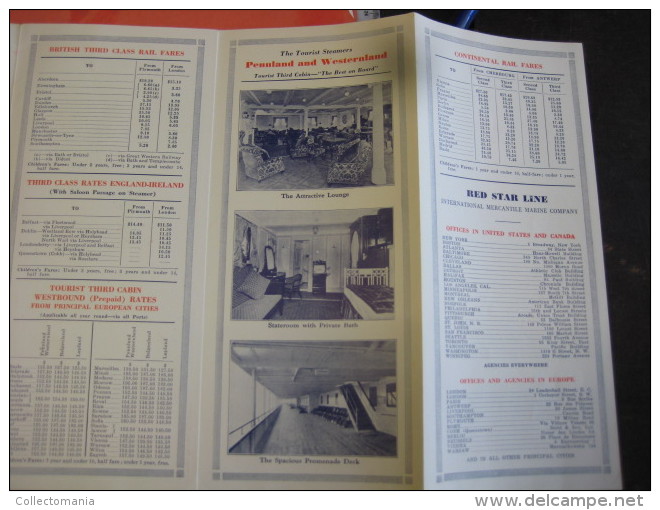 Red Star Line 1931 FOLDER - Schepen  PENNLAND And WESTERNLAND  - Passagiers Travel - Fotos Interior Ship Emigrants - - Other & Unclassified